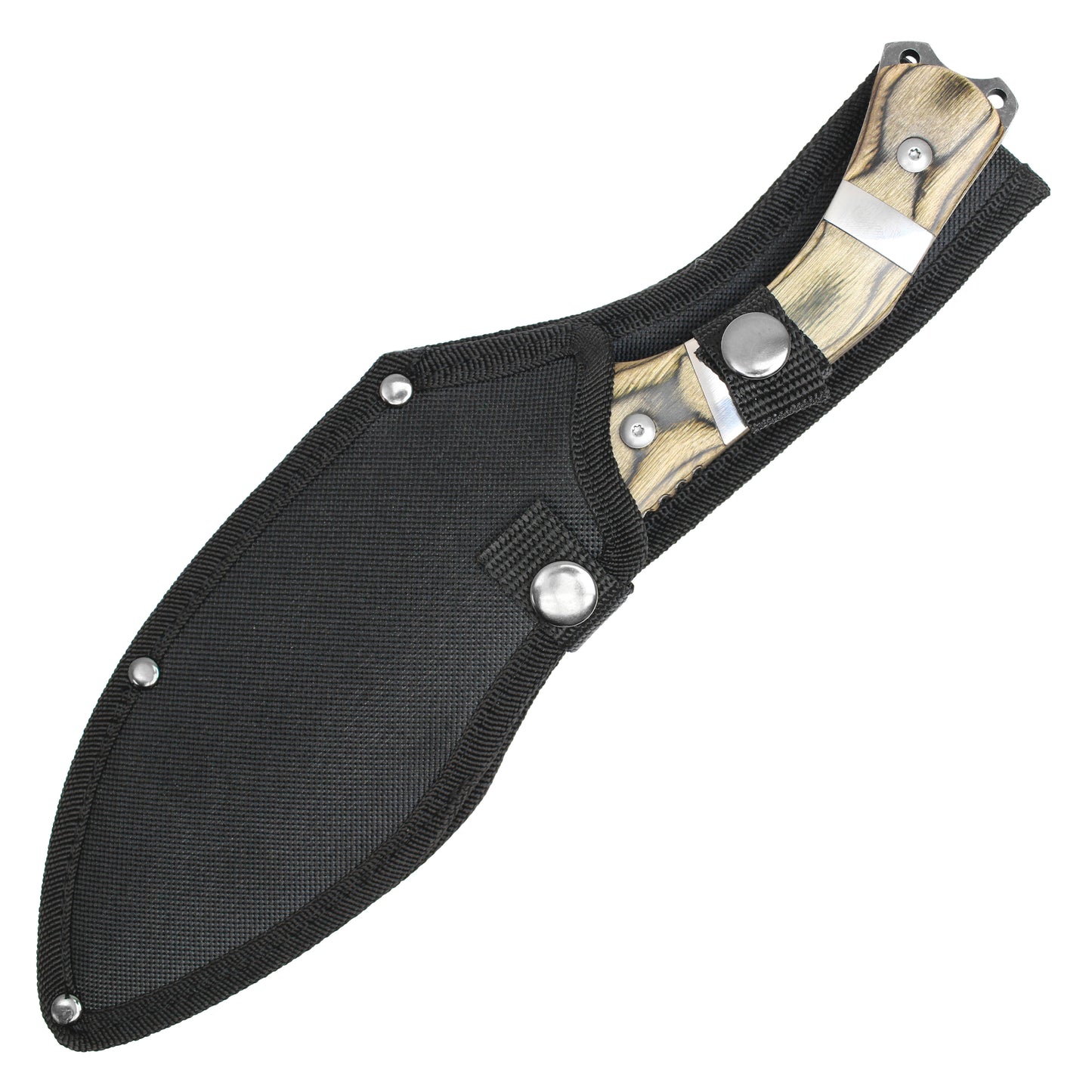 Buckshot Knives - 12" Stonewashed Blade w/ Wood Handle | Fixed Blade Hunting Knife