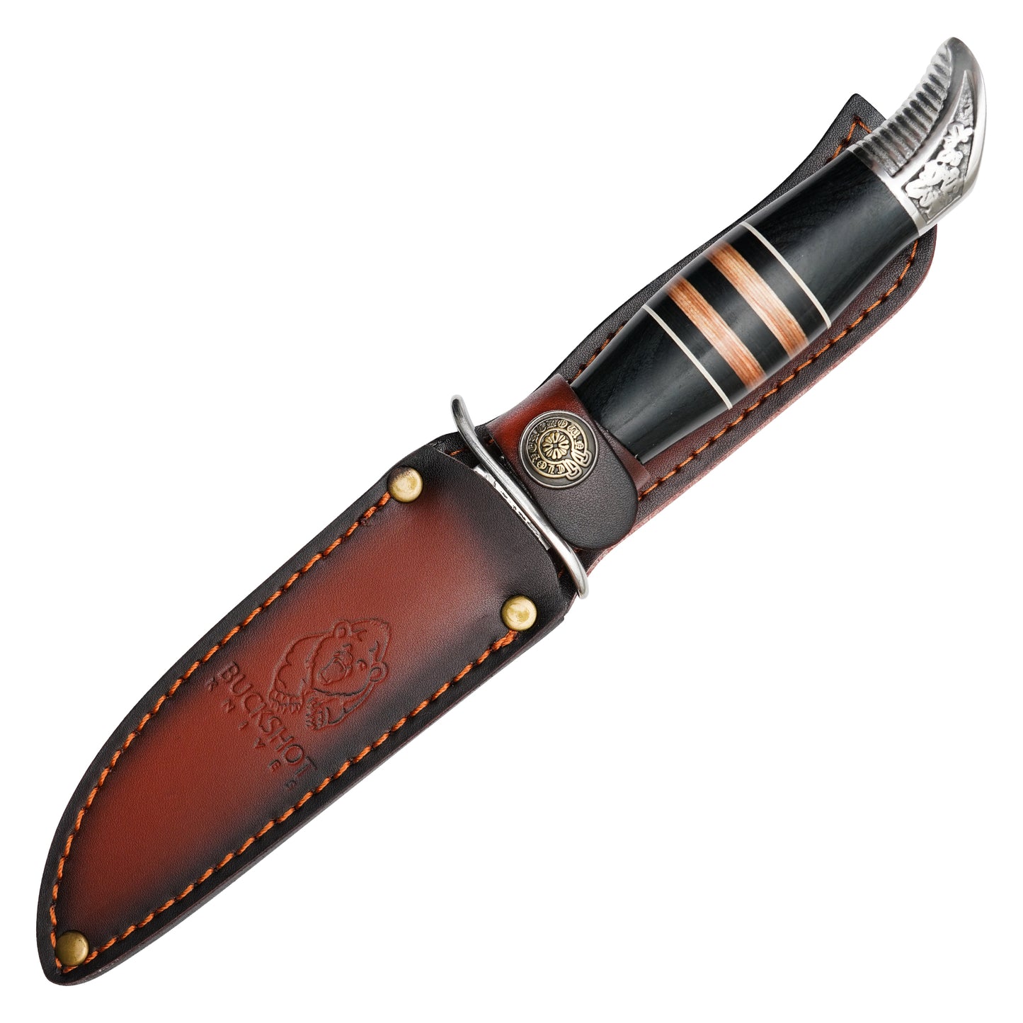 Buckshot Knives - 10.5” Embossed Floral Blade | Fixed Blade Hunting Knife