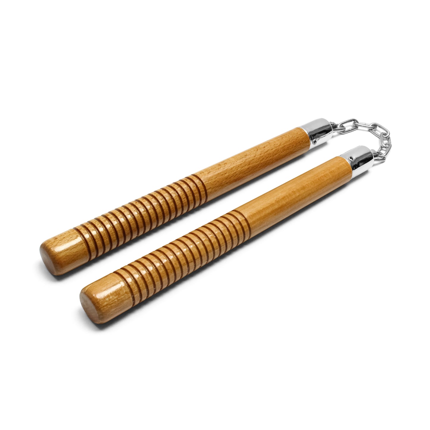 12.25" Ridged Wooden Nunchaku | Martial Arts Training Weapon
