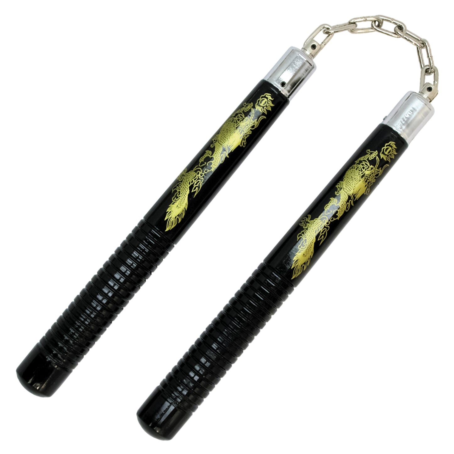 12" Black Dragon Wooden Nunchaku | Martial Arts Training Weapon