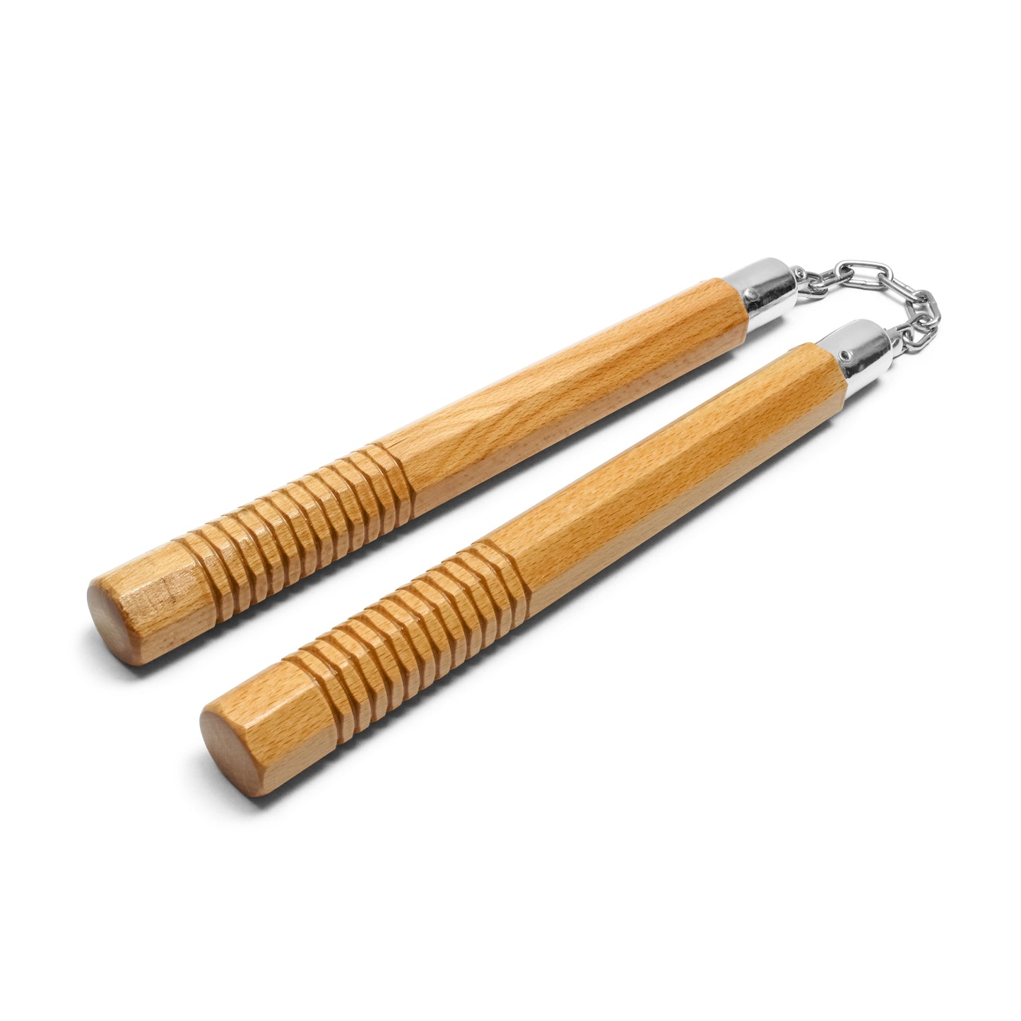 12.25" Ridged Wooden Nunchaku | Martial Arts Training Weapon