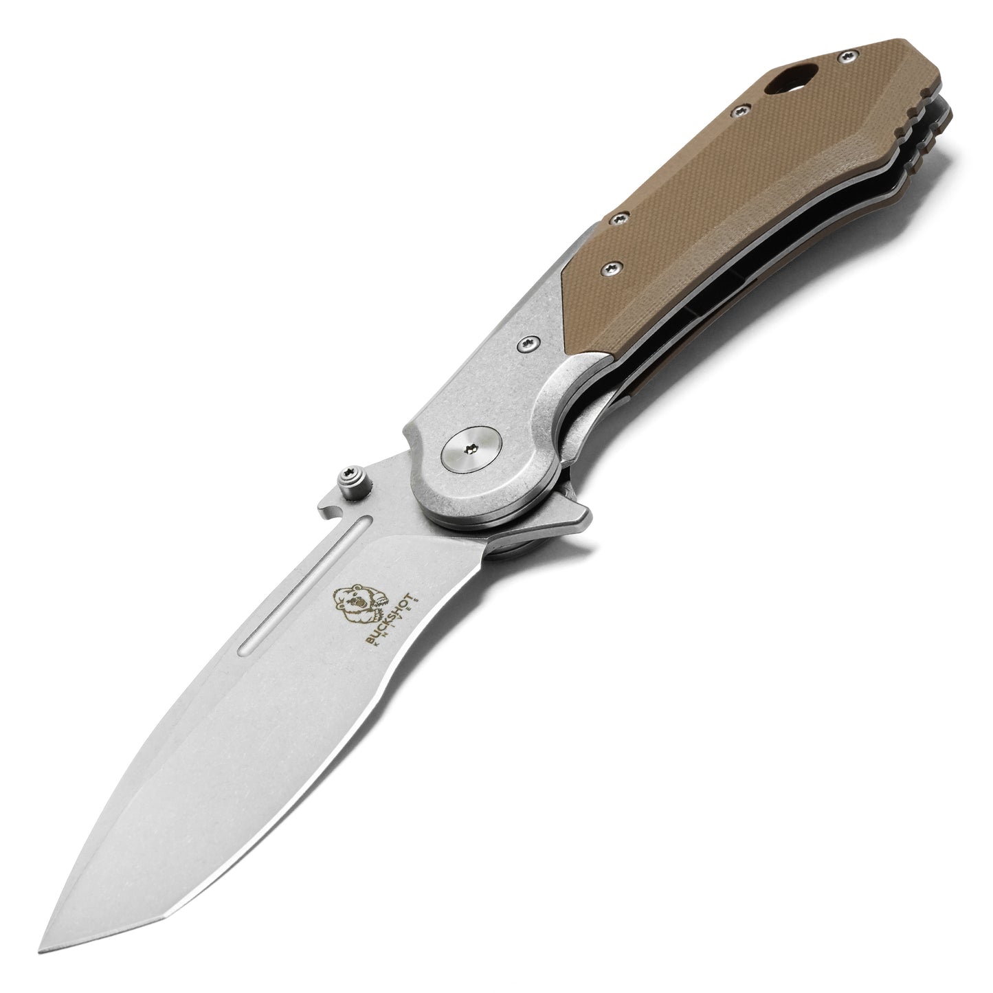 Buckshot Knives - 8.25" Desert D2 Drop Point | Ball Bearing Pocket Knife