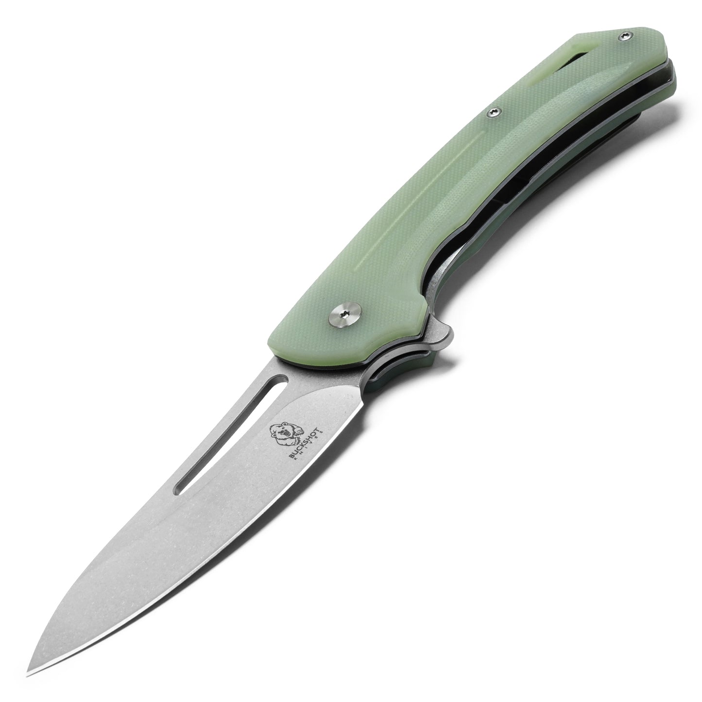 Buckshot Knives - 8.25" Jade Perforated D2 | Ball Bearing Pocket Knife