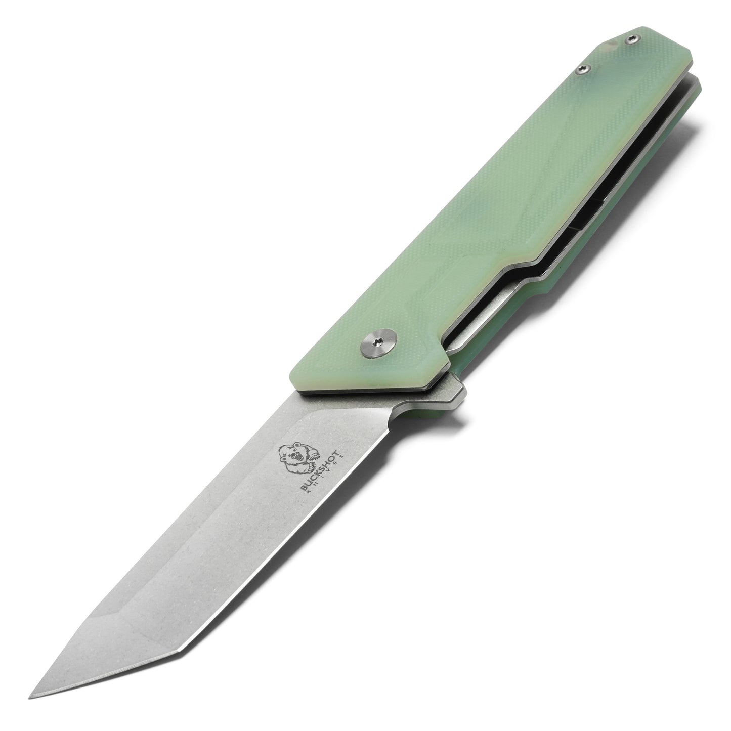 Buckshot Knives - 8" Jade Green D2 Tanto | Ball Bearing Pocket Knife