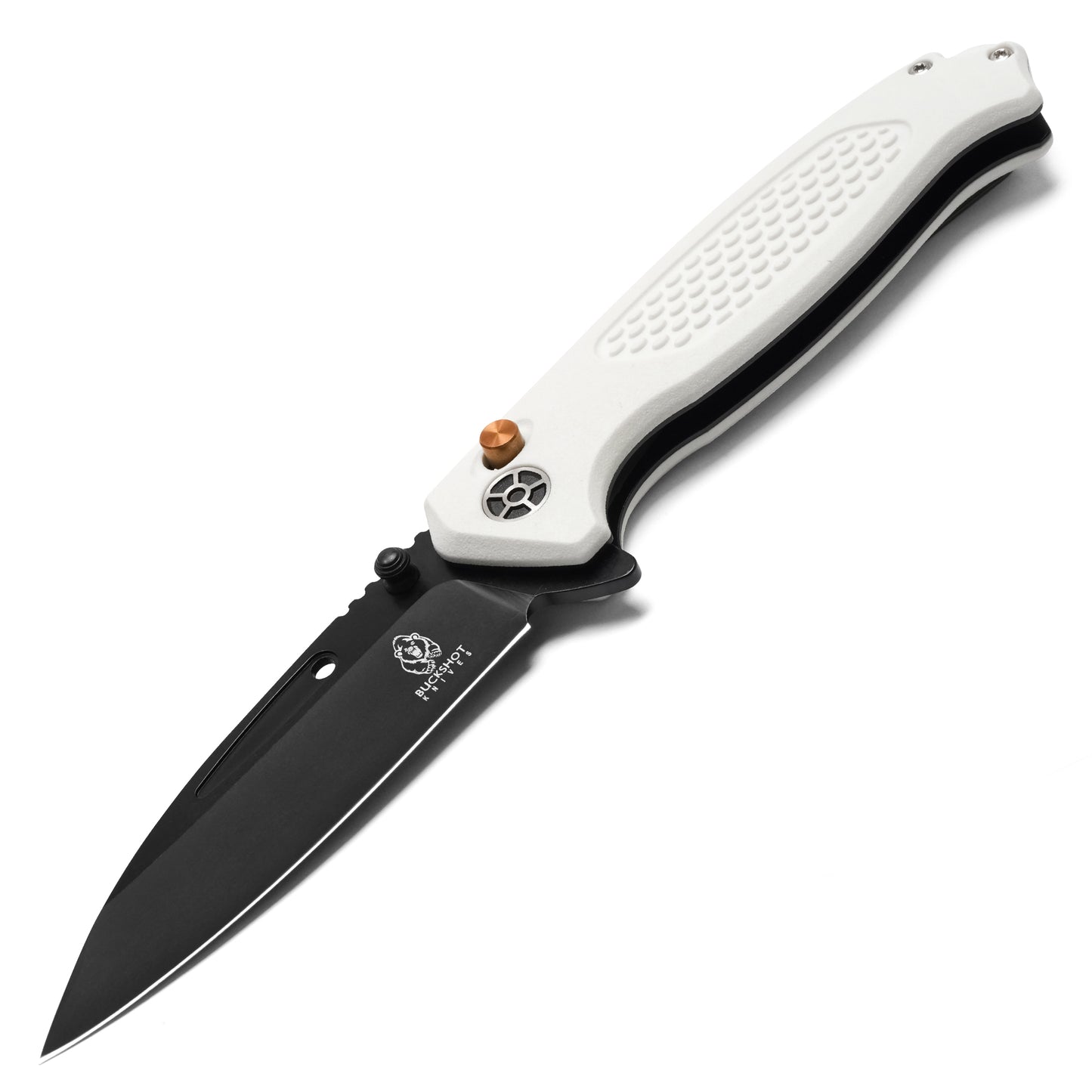 Buckshot Knives - 8.25" White Textured D2 | Ball Bearing Pocket Knife
