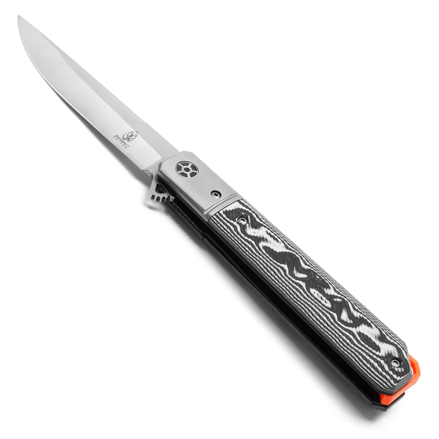 Buckshot Knives - 8.5" White Ripple D2 | Ball Bearing Pocket Knife