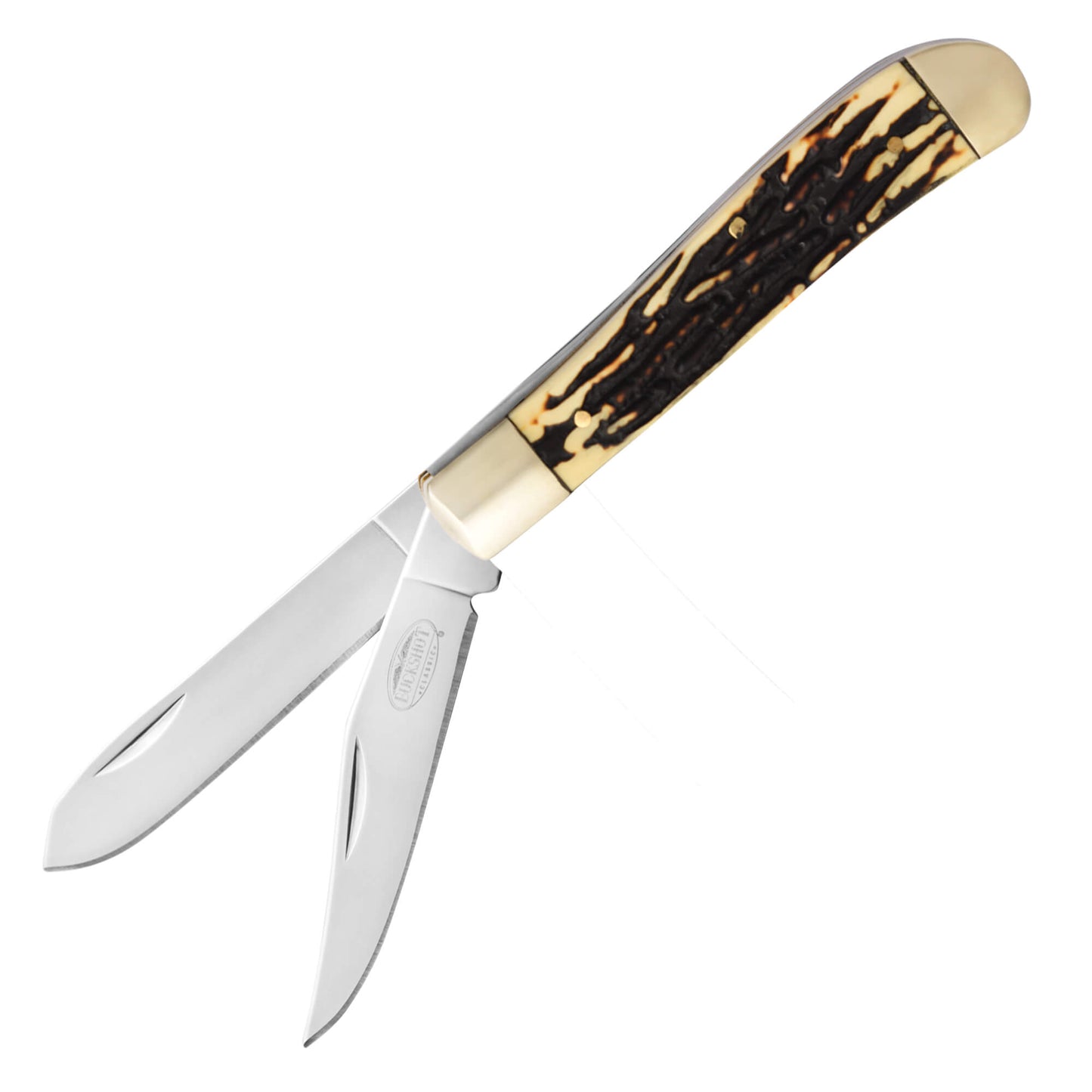 Buckshot - 7.5" Stag Trapper | 2-Blade Folding Pocket Knife