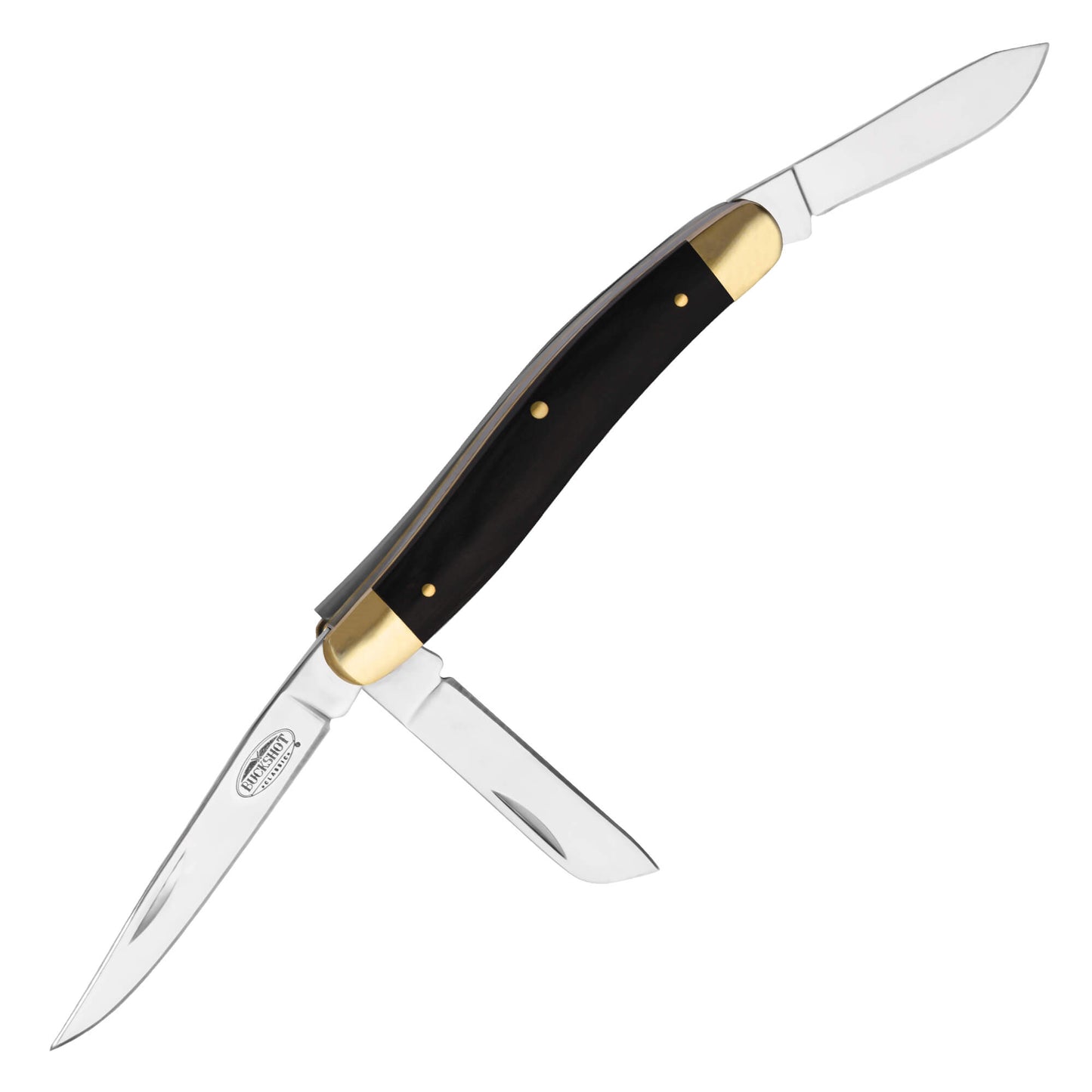 Buckshot - 8" Black Stockman | 3-Blade Folding Pocket Knife