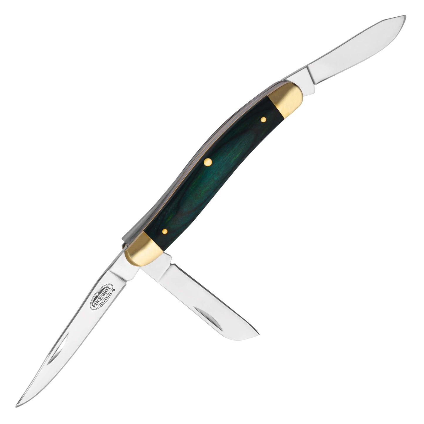 Buckshot - 8" Green Wood Stockman | 3-Blade Folding Pocket Knife