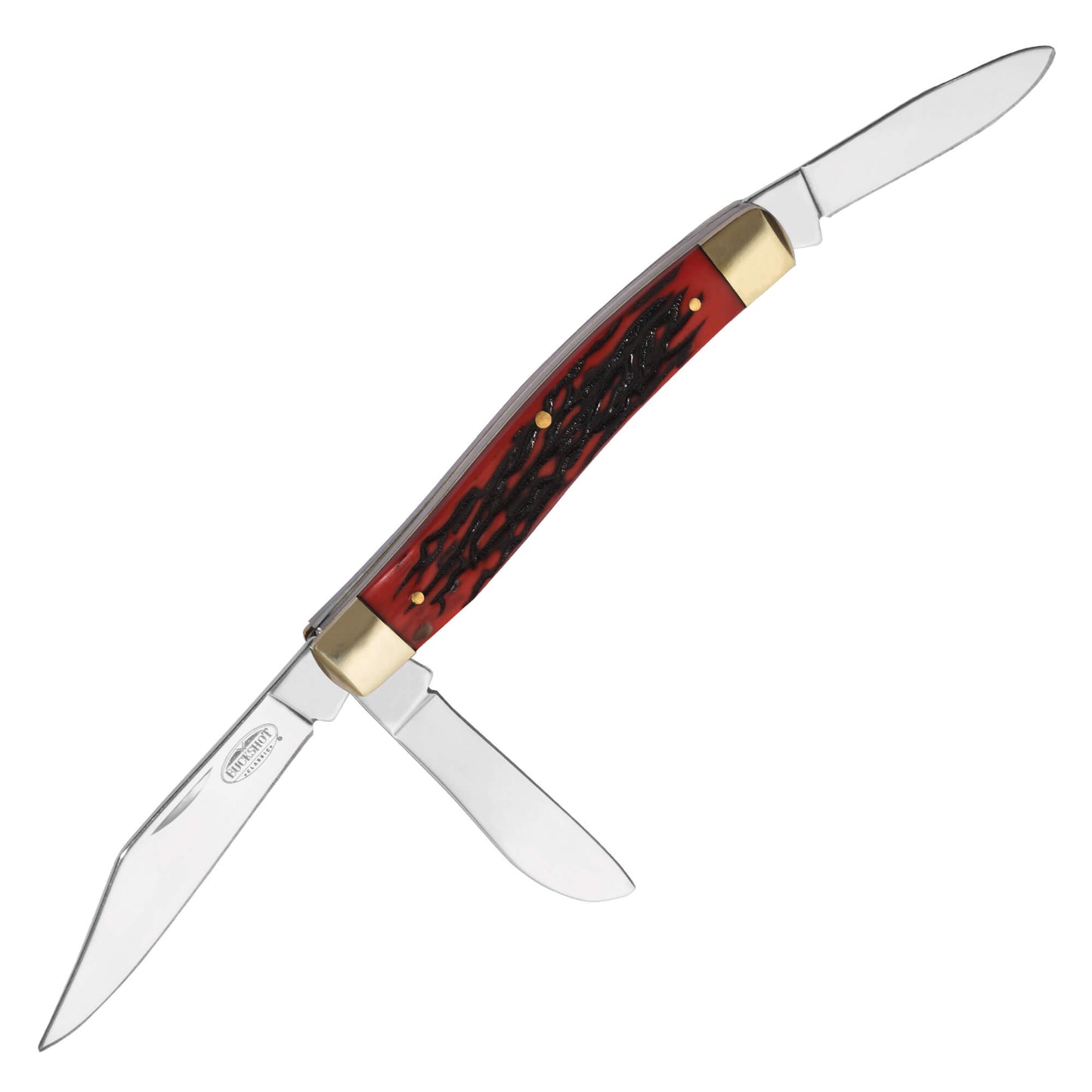 Buckshot - 8" Red Stag Stockman | 3-Blade Folding Pocket Knife