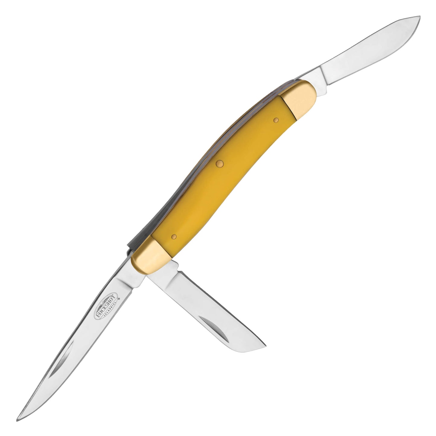 Buckshot - 8" Yellow Stockman | 3-Blade Folding Pocket Knife