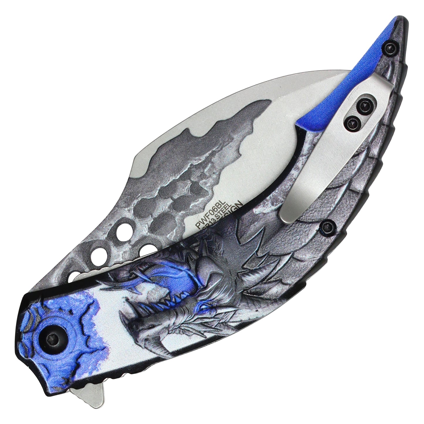 Wartech - 8" Blue 3D Dragon | Spring Assisted Pocket Knife