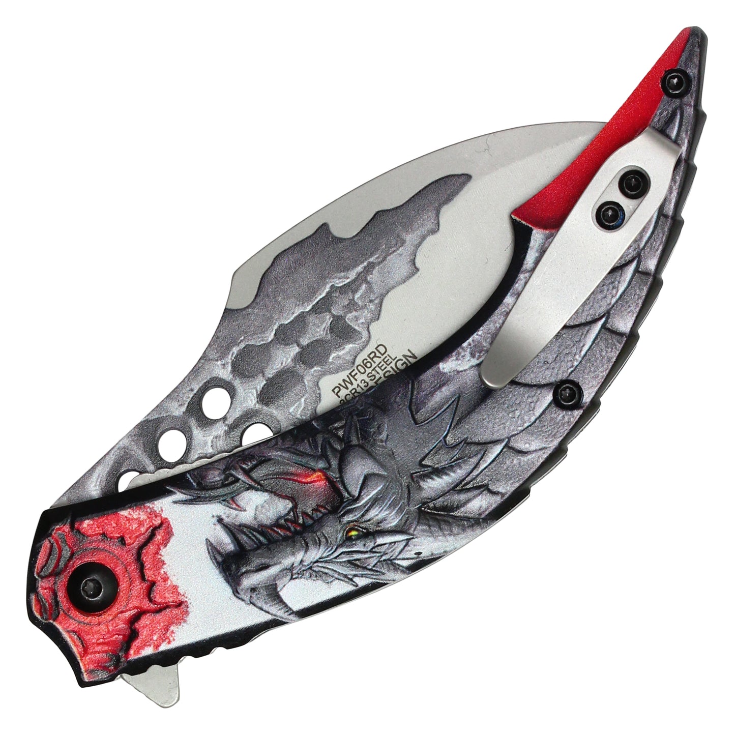 Wartech - 8" Red 3D Dragon | Spring Assisted Pocket Knife