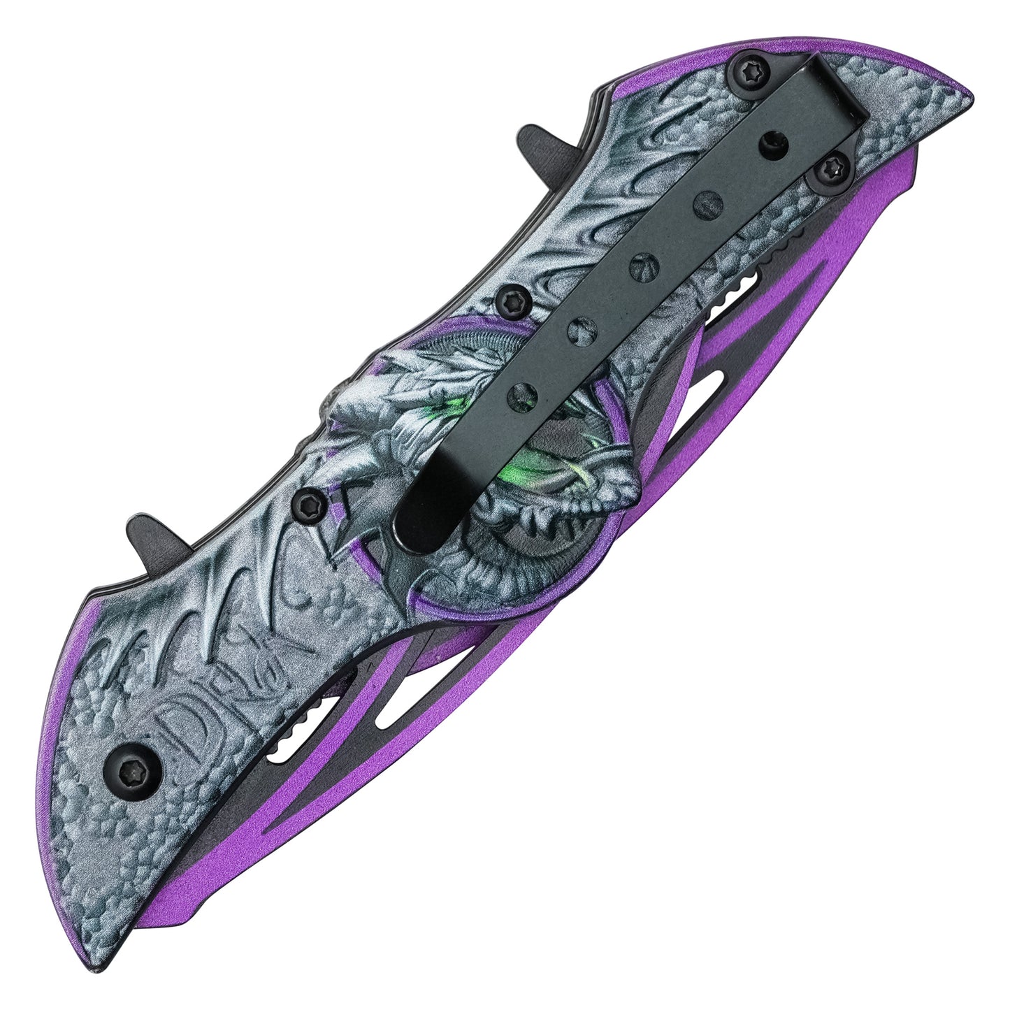 Wartech - 10.5” Purple Winged Dragon | Dual Blade Spring Assisted Pocket Knife