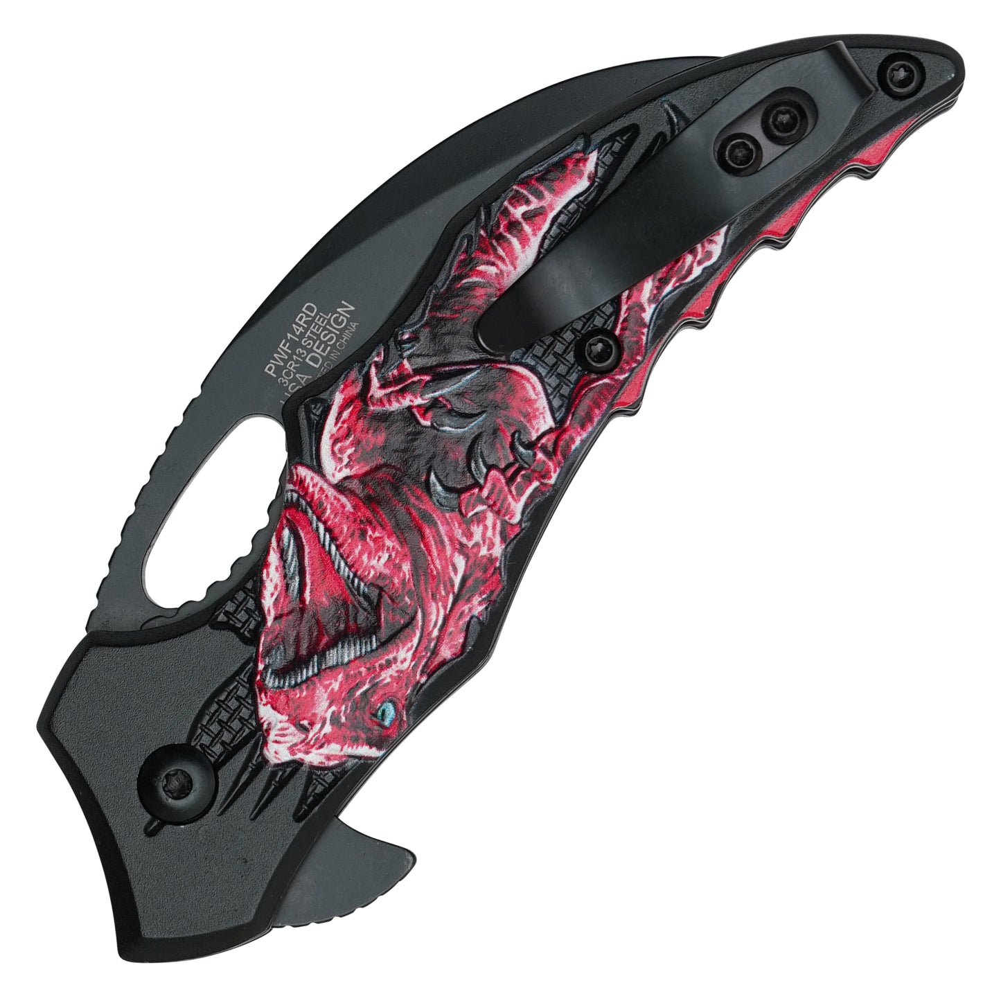 Wartech - 7” Red T-Rex | Spring Assisted Pocket Knife