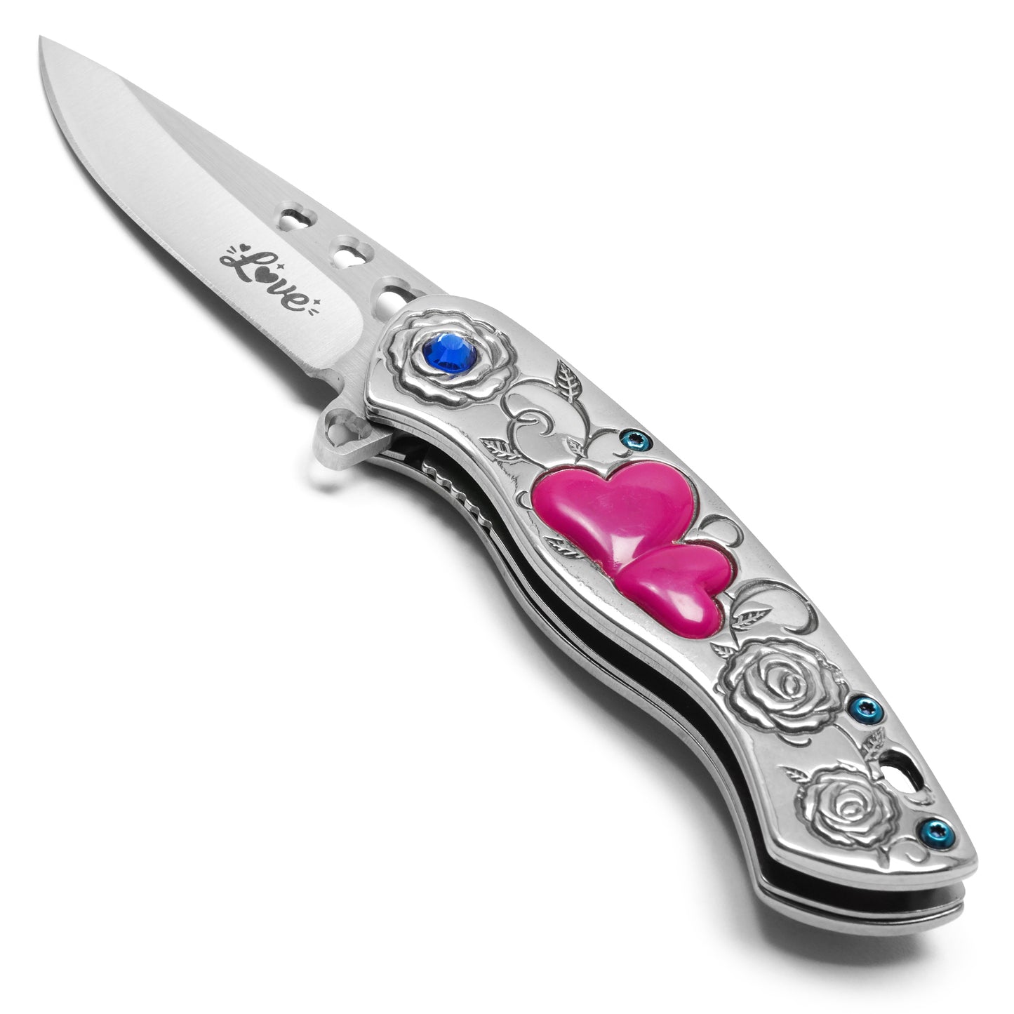 Wartech - 7" Chrome Love | Spring Assisted Pocket Knife