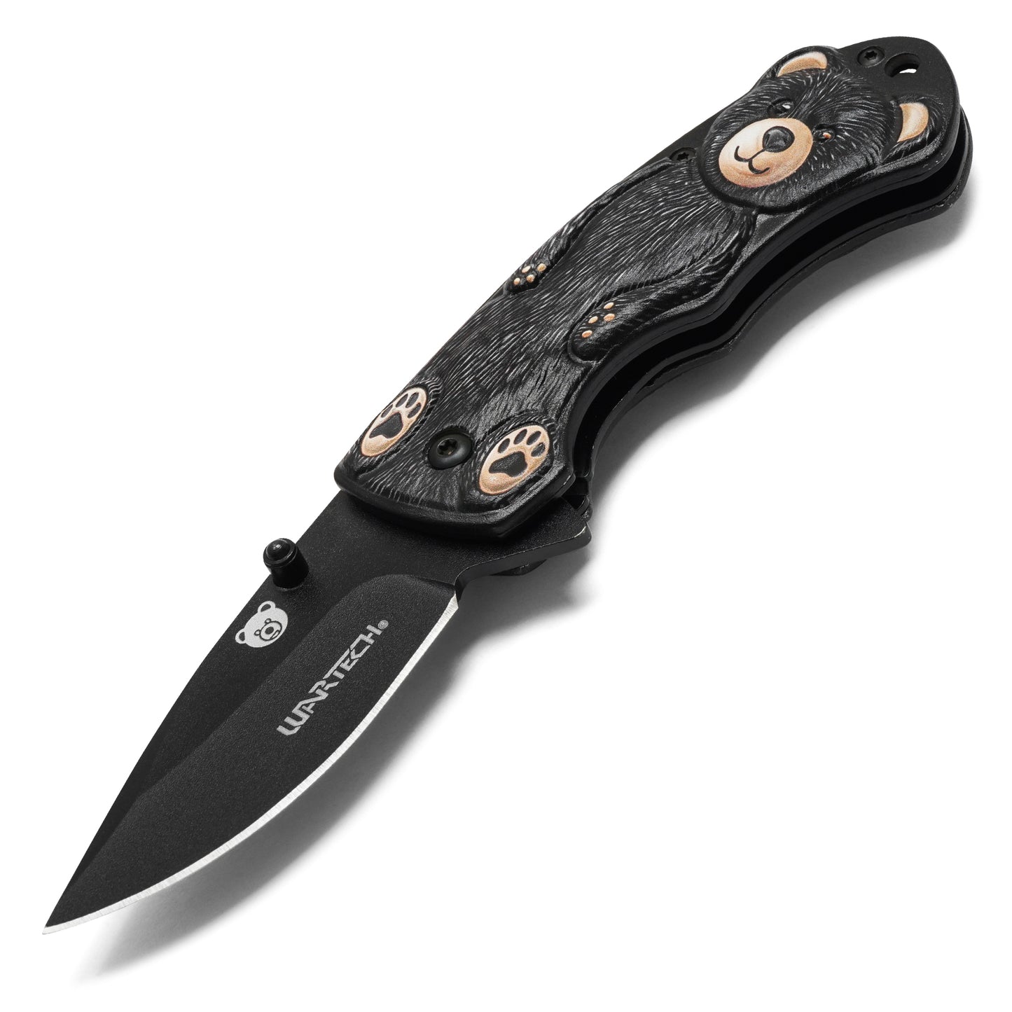 Wartech - 6.75" Black Bear 3D | Spring Assisted Pocket Knife
