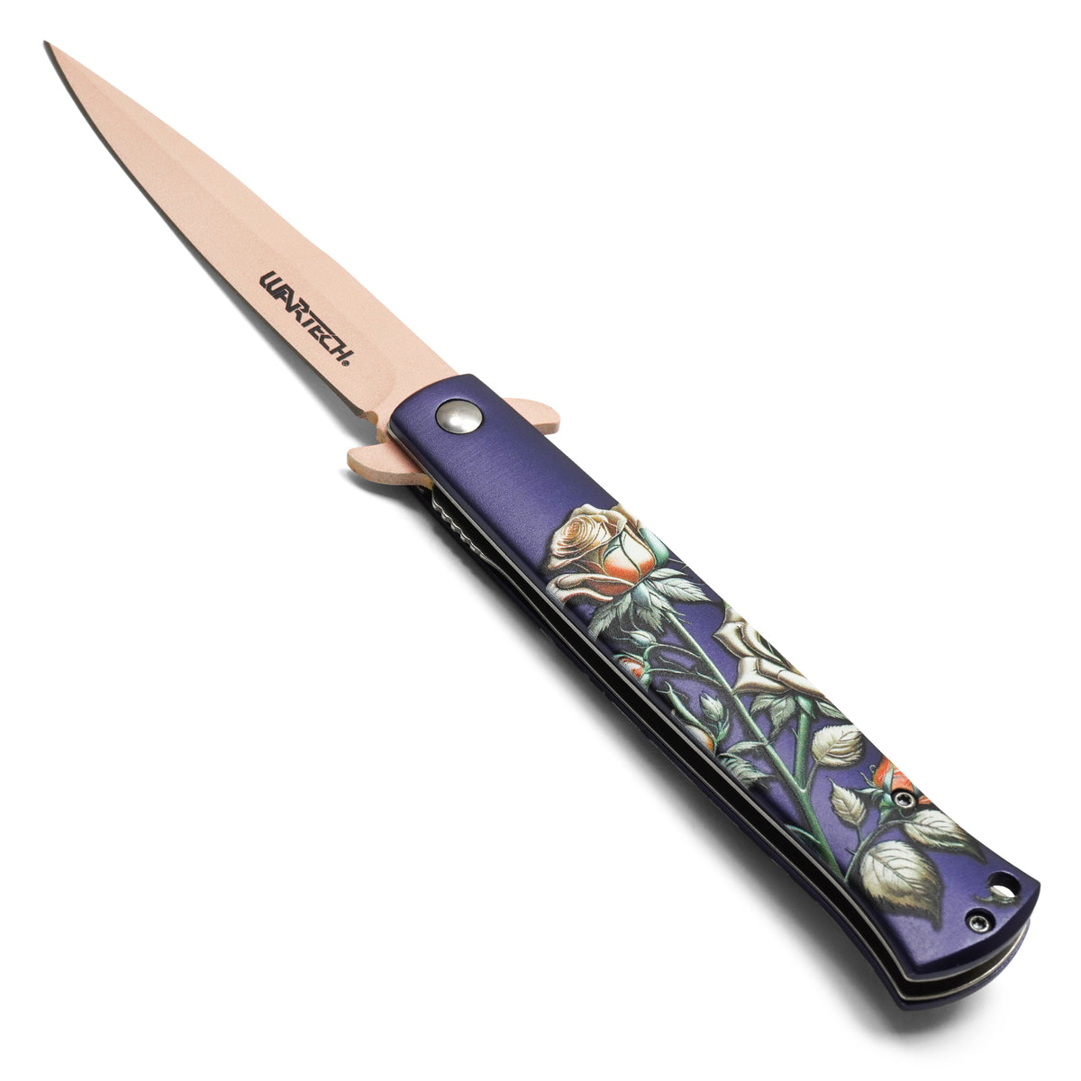 Wartech - 9" Midnight Rose Stiletto | Spring Assisted Pocket Knife