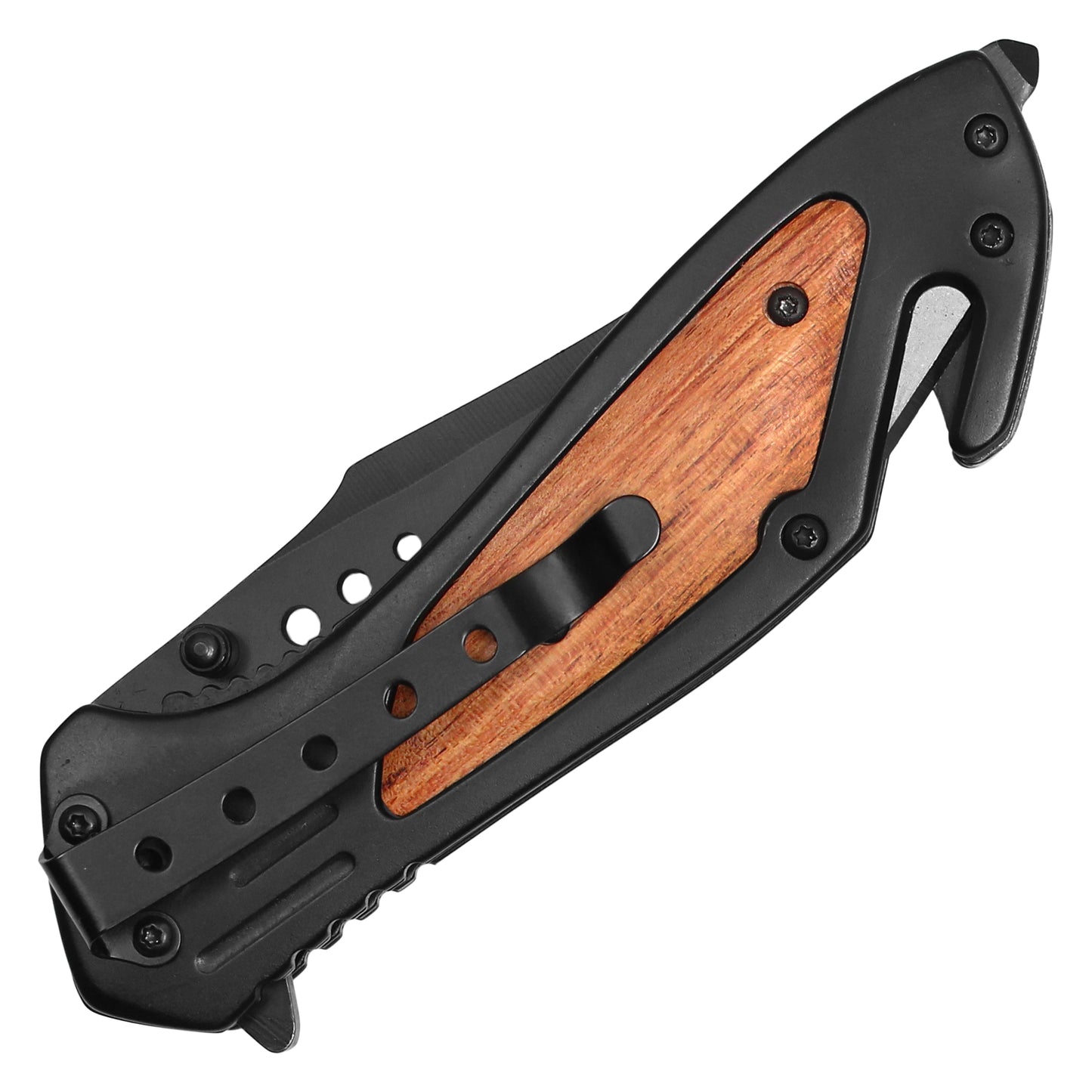 Wartech - 8.5" Black Wood | Spring Assisted Pocket Knife