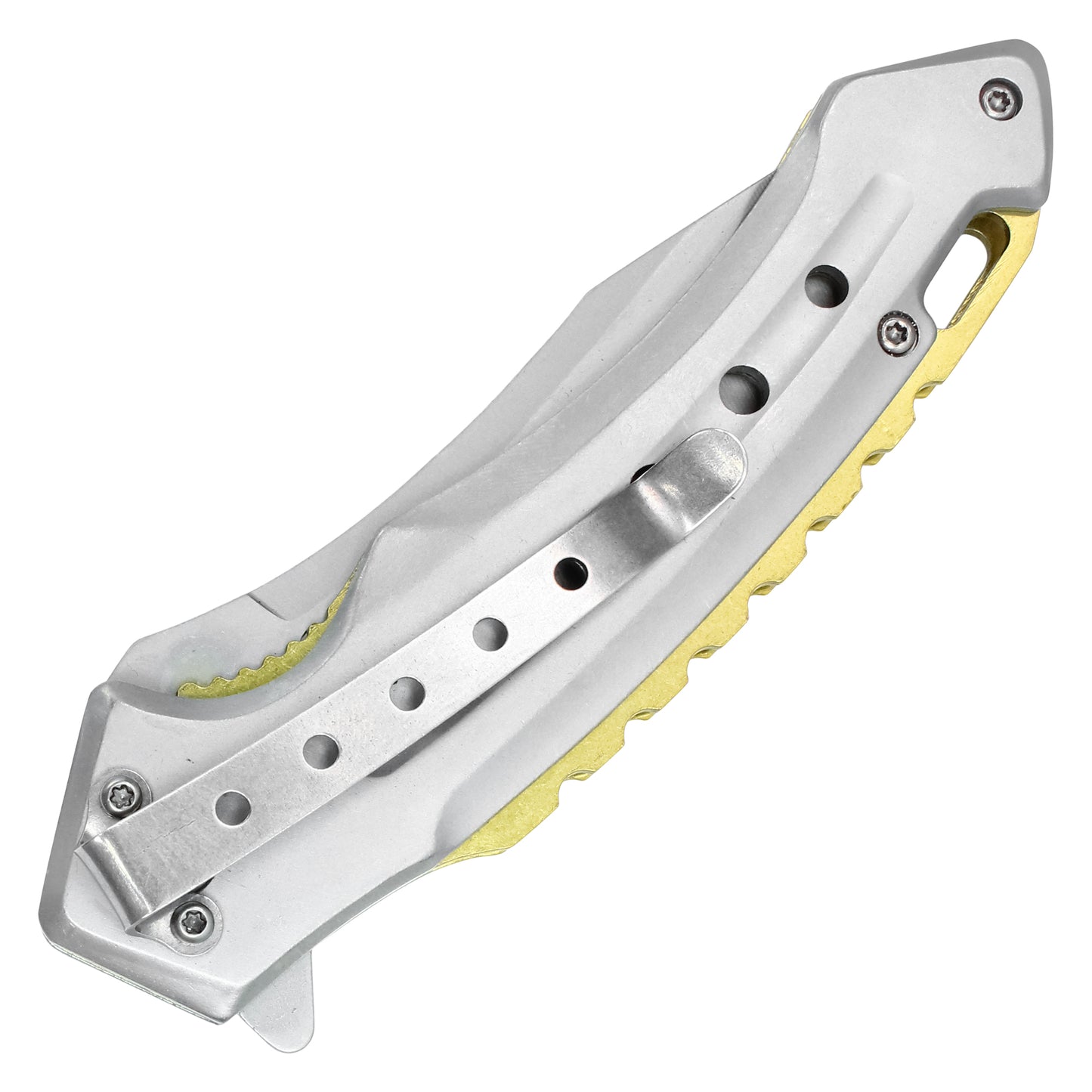 Wartech - 8" Silver Gold Spine | Spring Assisted Pocket Knife