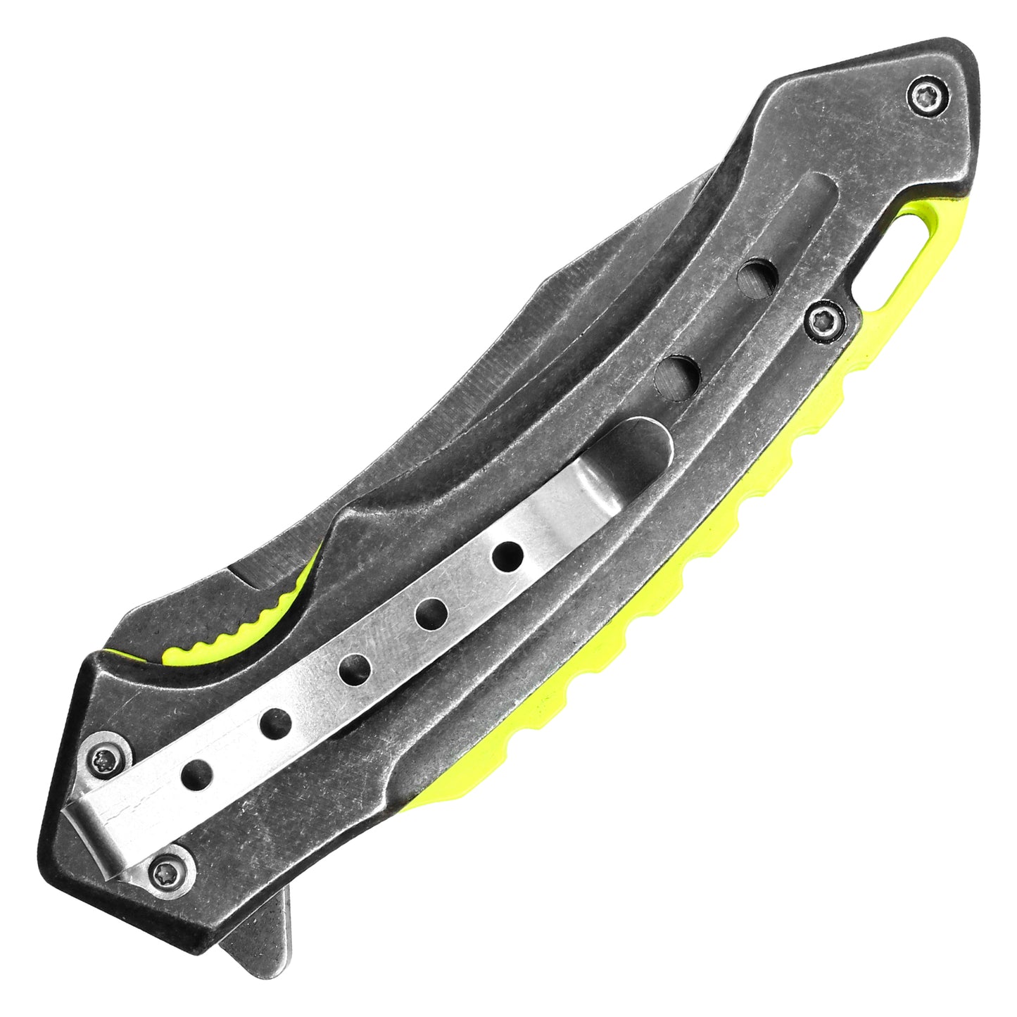 Wartech - 8" Stonewashed Yellow Spine | Spring Assisted Pocket Knife