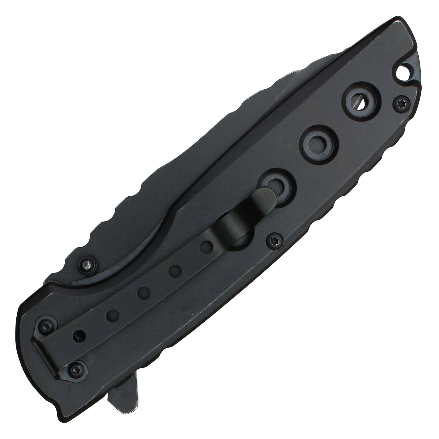 Wartech - 8.5" Black Perforated | Spring Assisted Pocket Knife