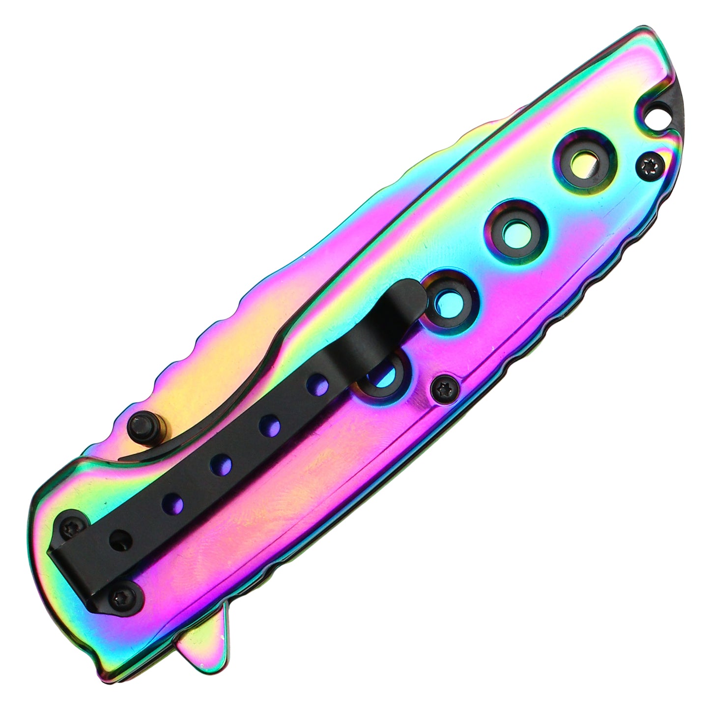 Wartech - 8.5" Rainbow Perforated | Spring Assisted Pocket Knife