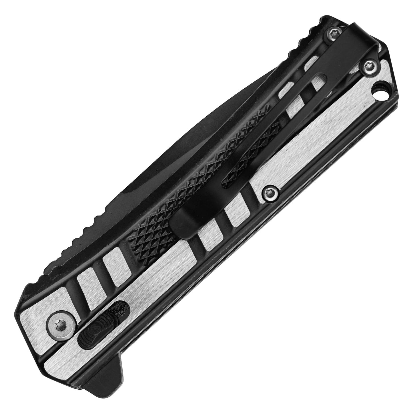 Wartech - 8.25” Black & Silver Stainless Steel | Spring Assisted Pocket Knife