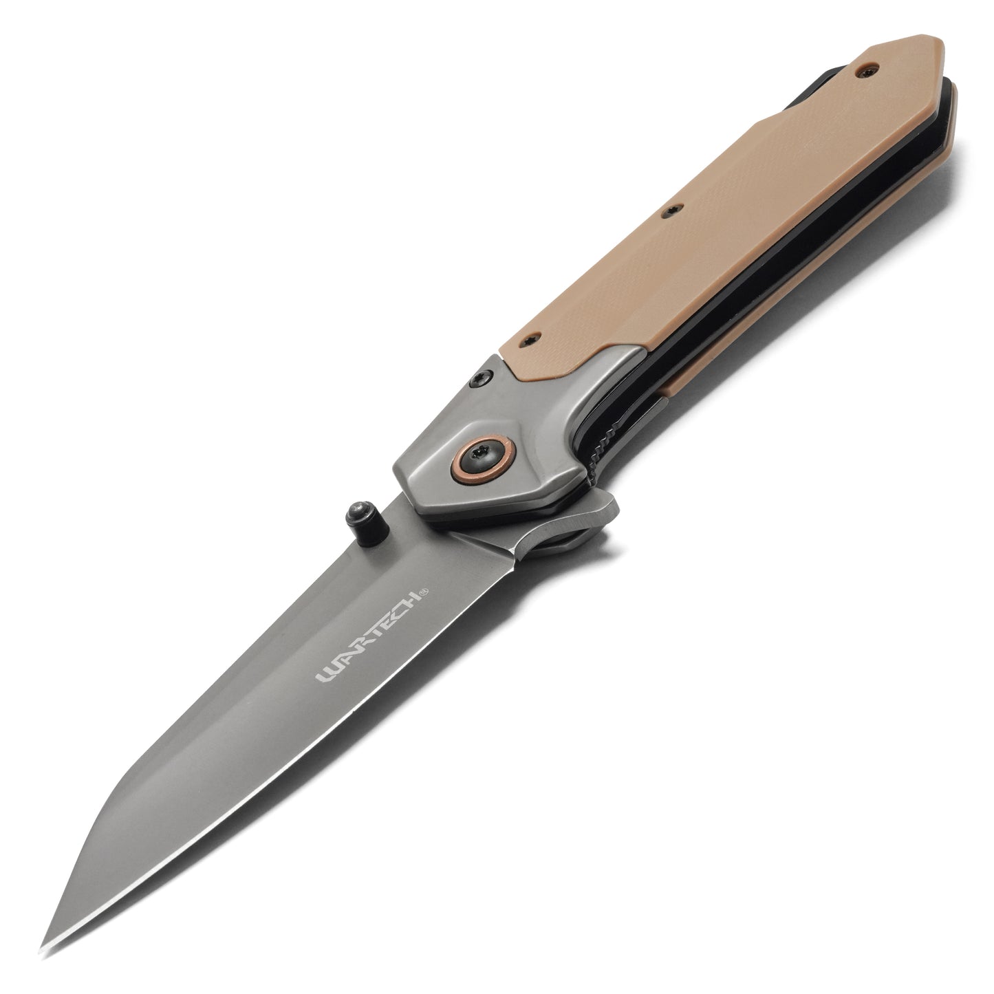 Wartech - 7.75" 2-Tone Desert Wharncliffe | Spring Assisted Pocket Knife
