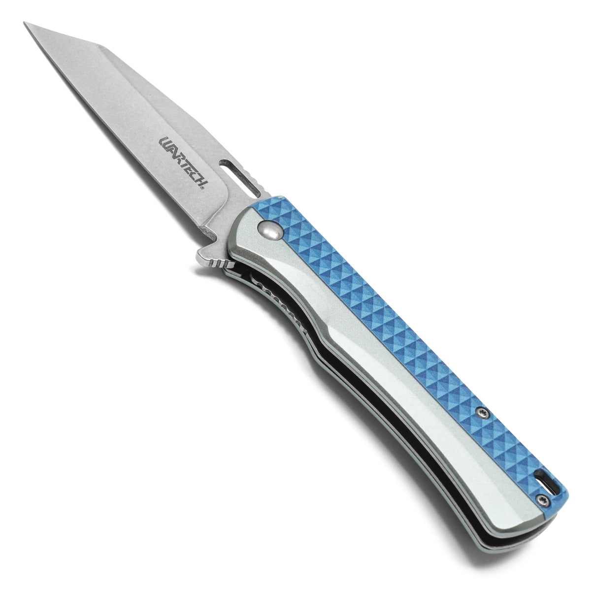 Wartech - 8" Blue Geometric | Spring Assisted Pocket Knife