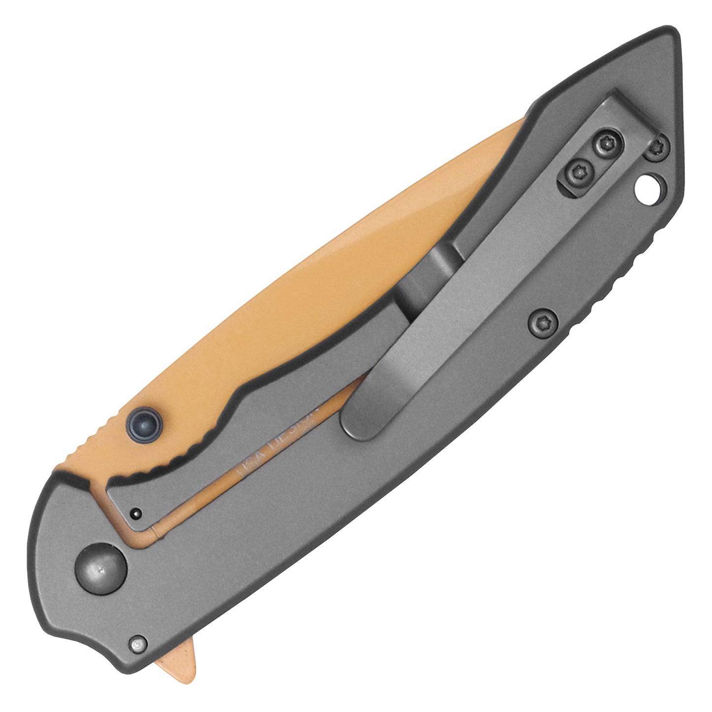 Wartech - 8" Orange Blade & Dark Grey Handle | Spring Assisted Pocket Knife