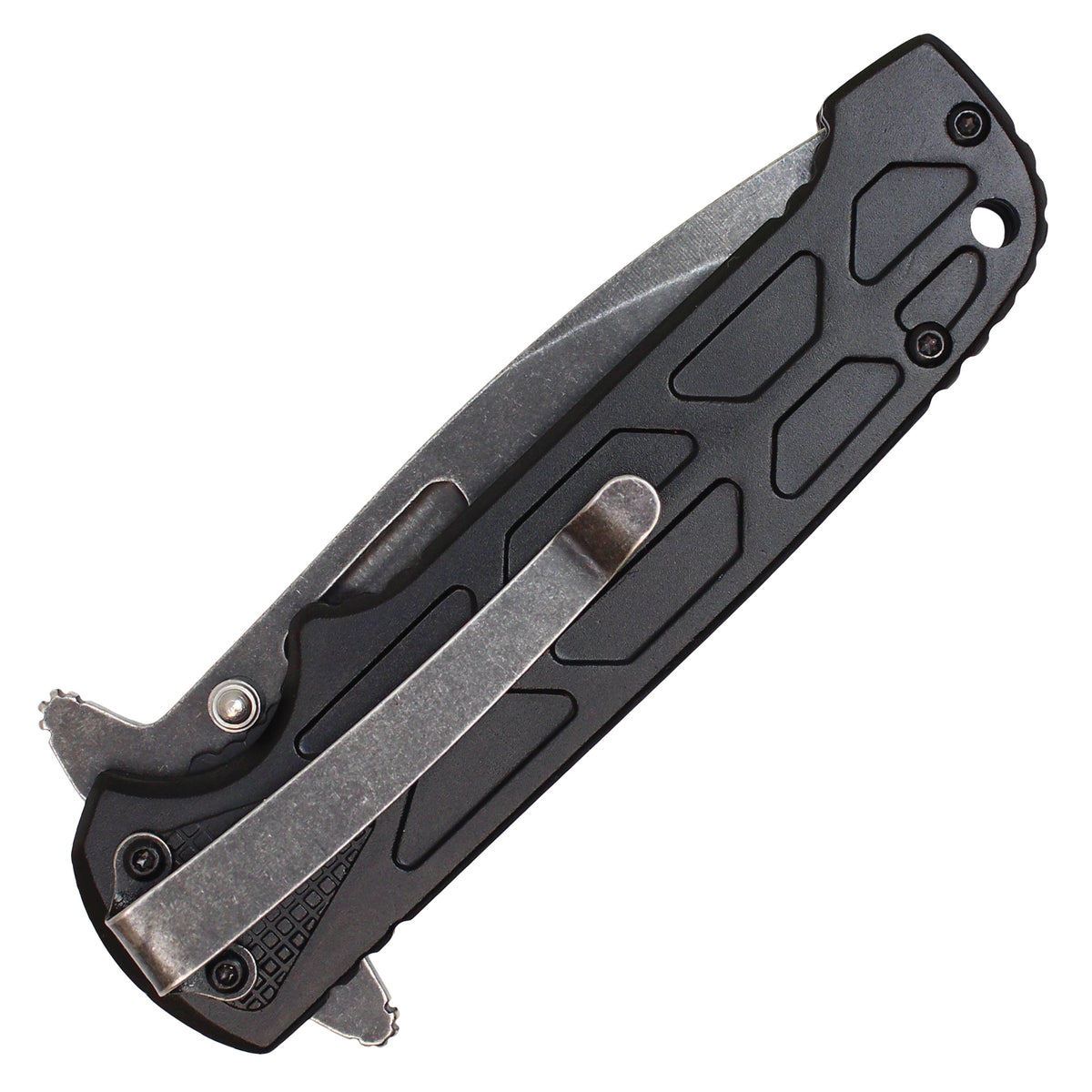Wartech - 8" Black Stonewashed | Spring Assisted Pocket Knife