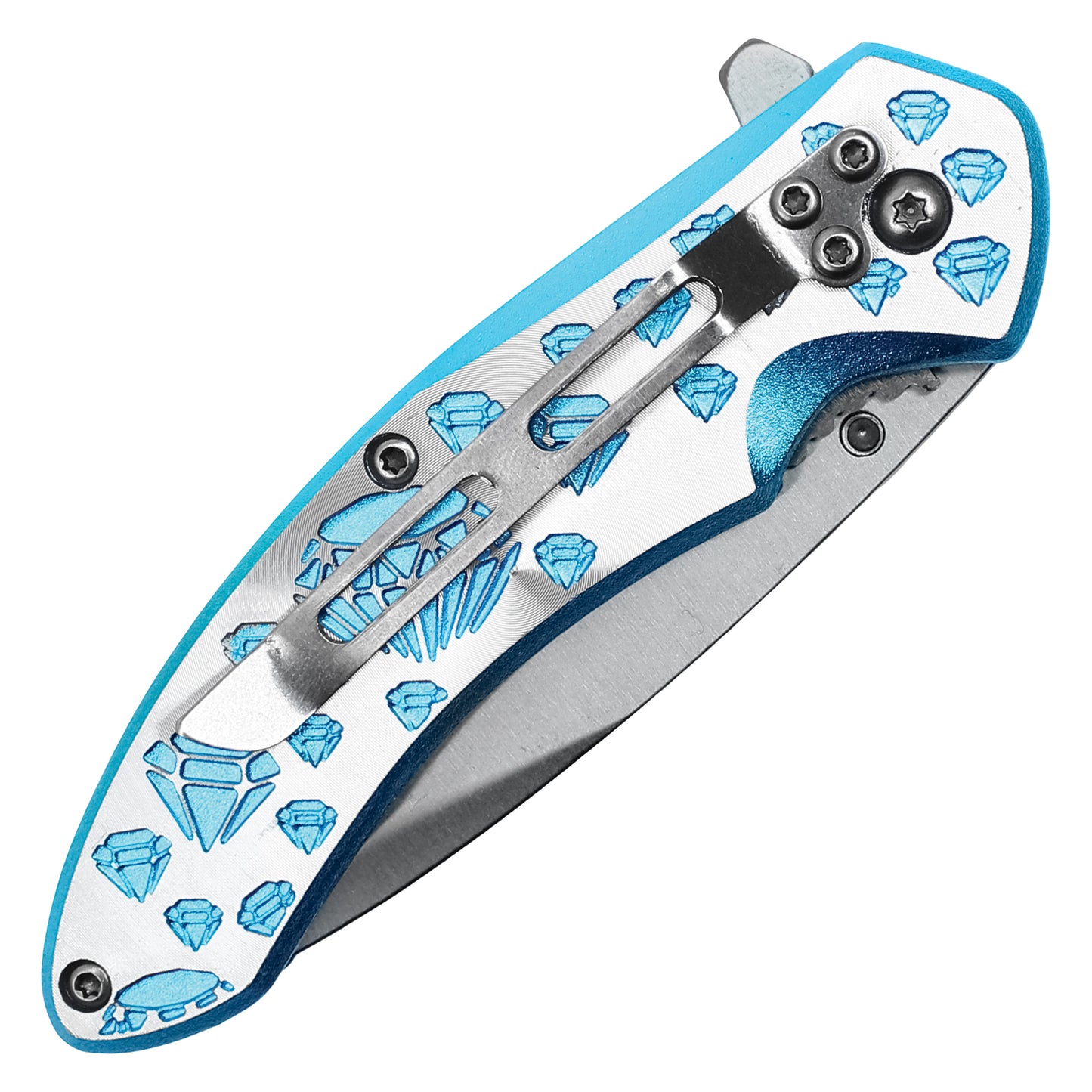 Wartech – 7" Blue Diamond Pocket Knife | Spring Assisted Pocket Knife