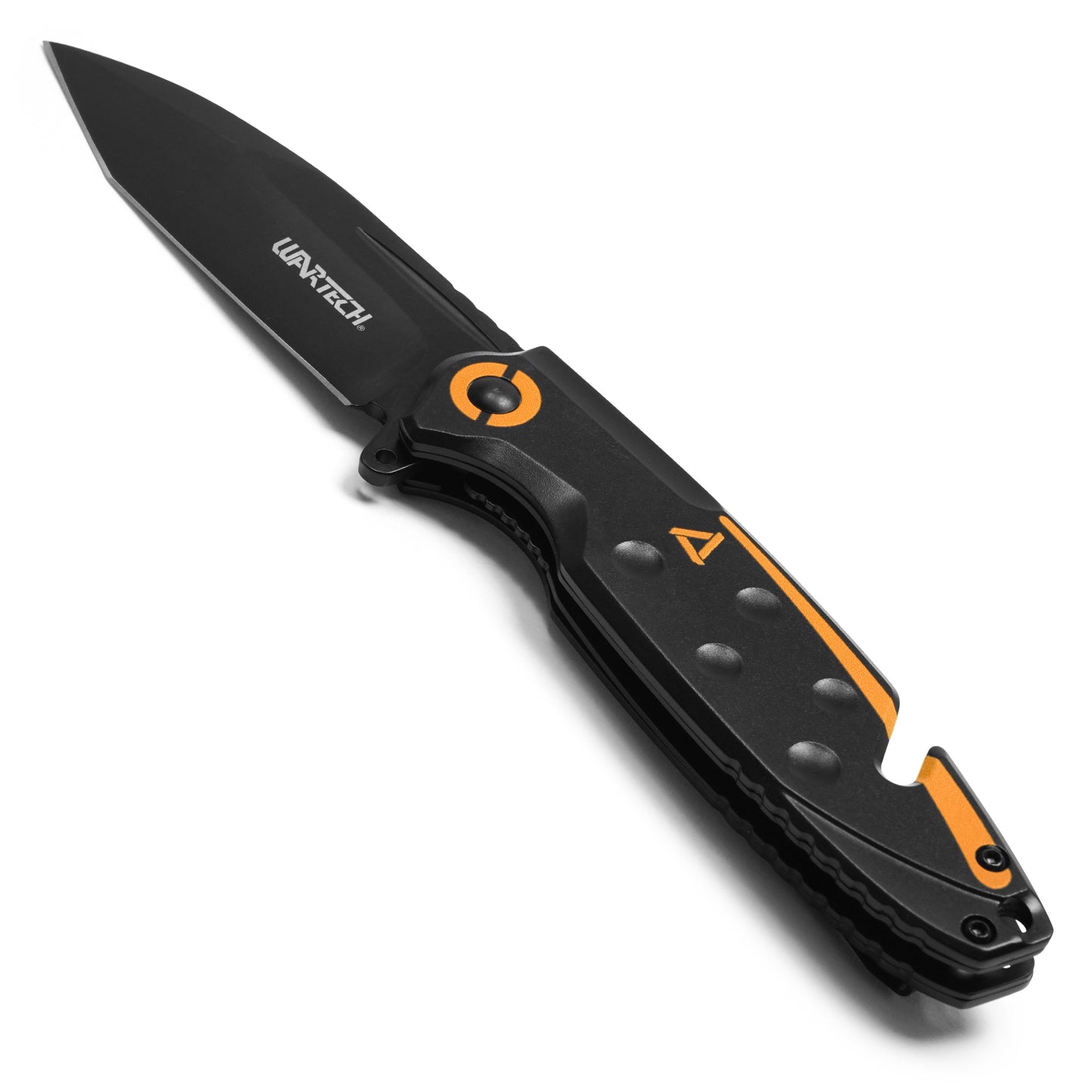 Wartech - 8" Black & Orange Tanto Rescue | Spring Assisted Pocket Knife
