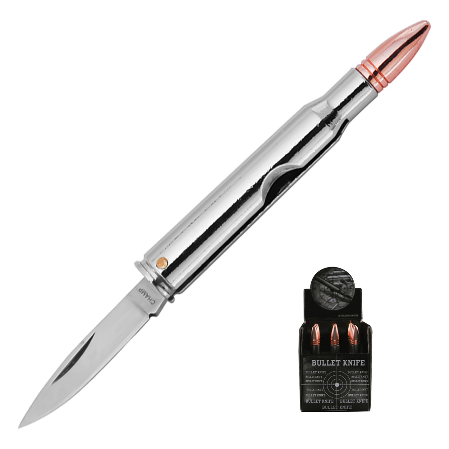 5.87" Silver Bullet Keychain | Novelty Pocket Knife (12 Pc. Set)