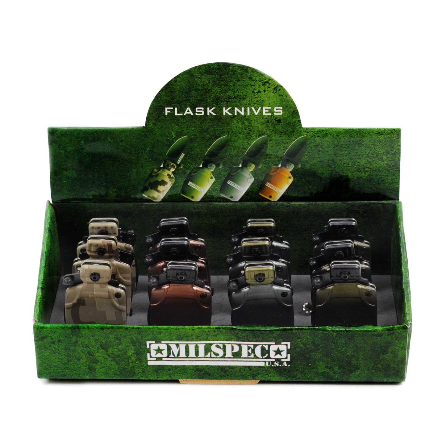 Milspec - 4.5" Water Canteen | Novelty Keychain Pocket Knife (12-Piece Display)