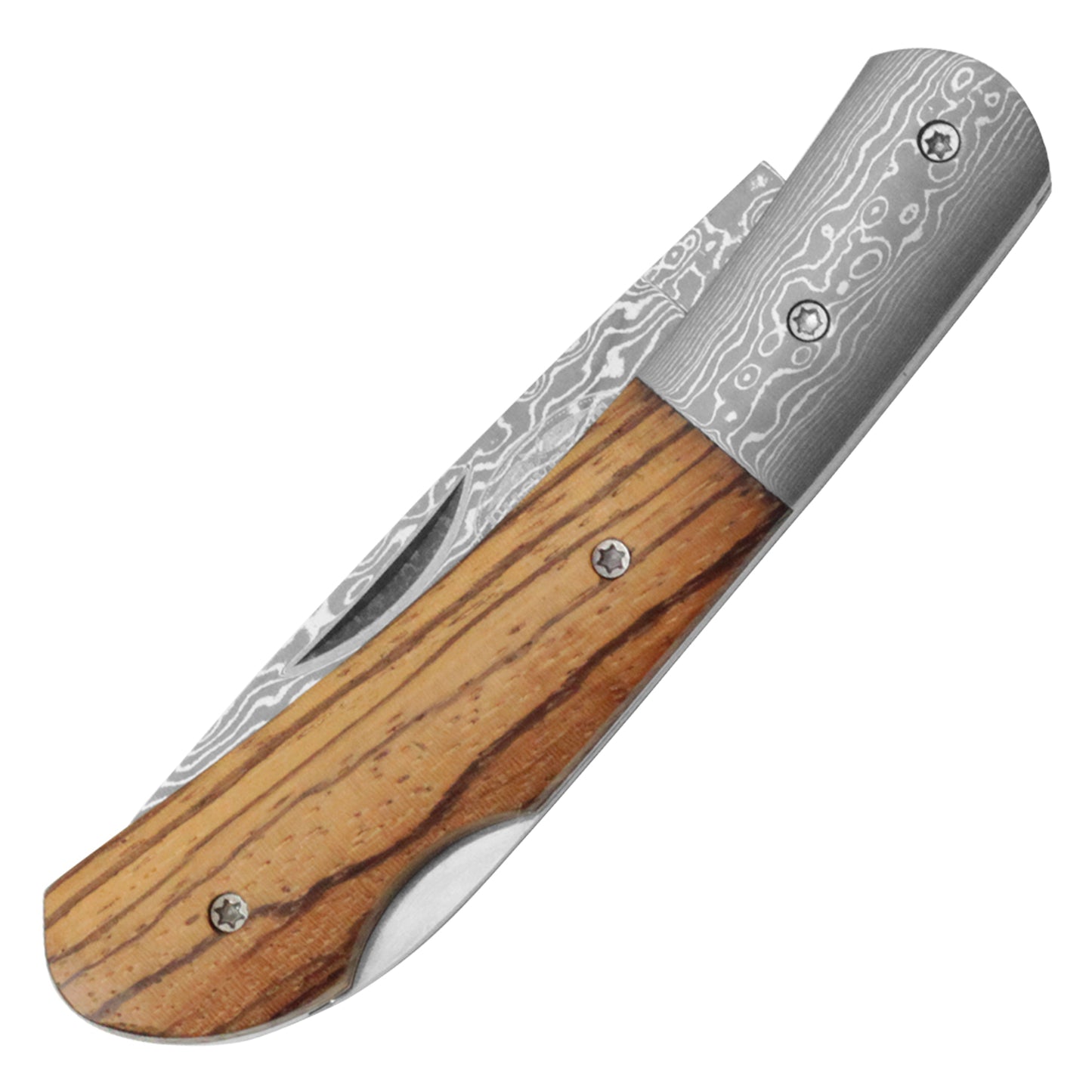Buckshot Knives - 7" Damascus Wood | Traditional Folding Pocket Knife