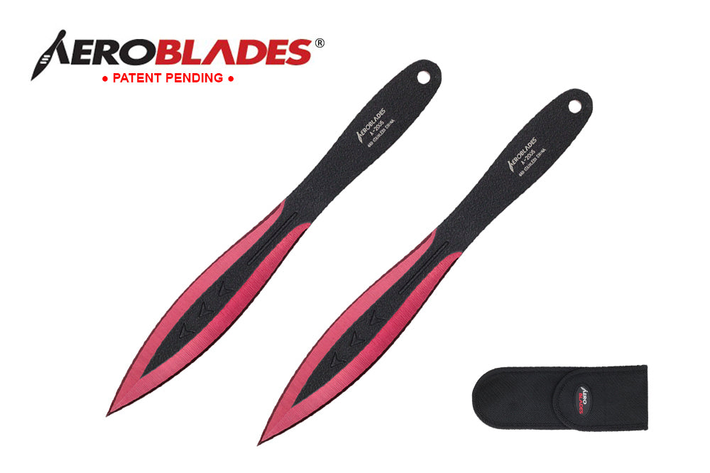 7.5" 2 PC SET RED & BLACK THROWING KNIVES