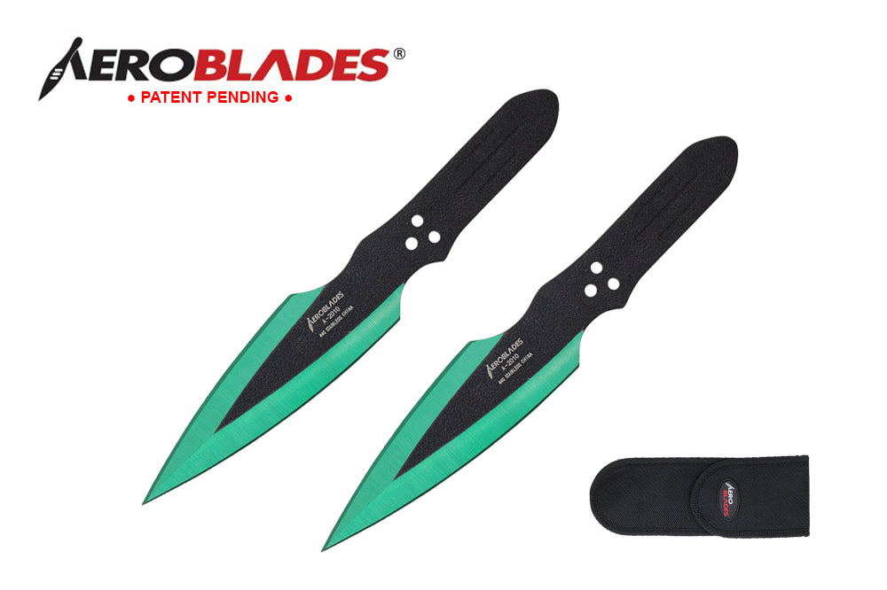 7.5-inch 2pc Set Green Black Blade Thrower