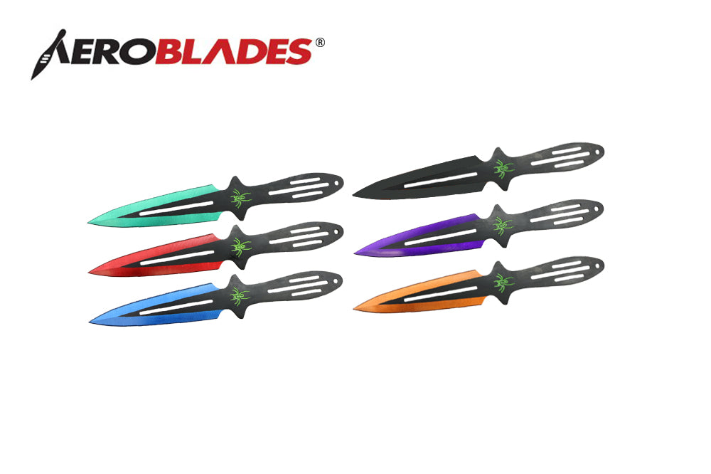 9assorted 6 pcs set throwing knife with cord wrapped handle-inch