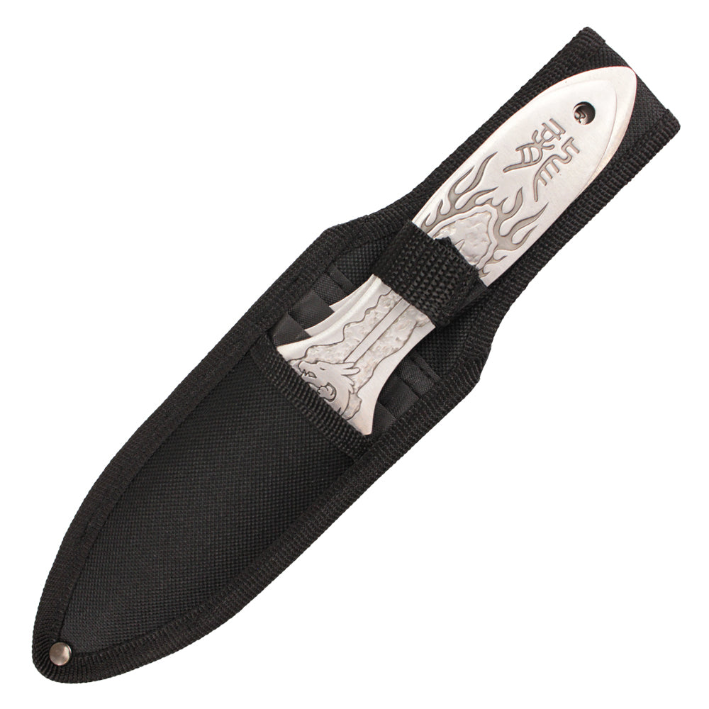 9-Inch 3Pc. Silver Stainless Steel Dragon Throwing Knive Set