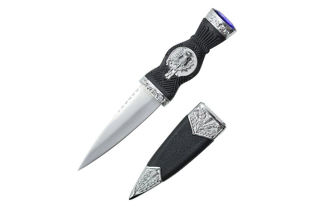 7.25-inch overall Dirk with leaf handle and blue gem