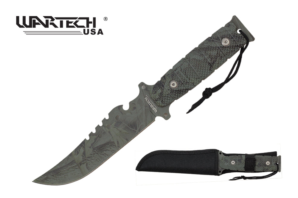 Wartech - 11” Camo Hunting Knife | Fixed Blade Knife