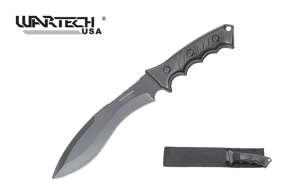 Wartech - 13.5" Black Hunting Knife | Fixed Blade Tactical Knife