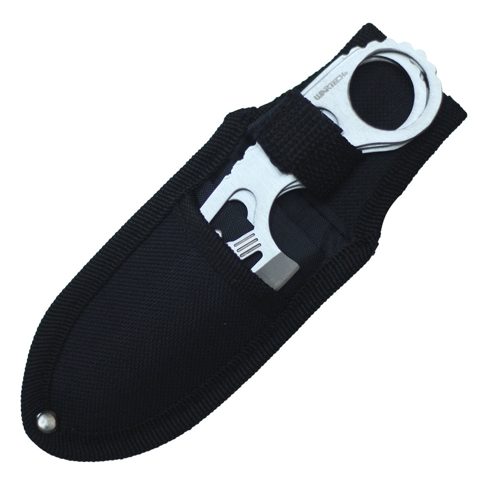 Aeroblades - 6" Chrome Skull Head Throwing Knife Set | 3-Piece Fixed Blade Set With Sheath