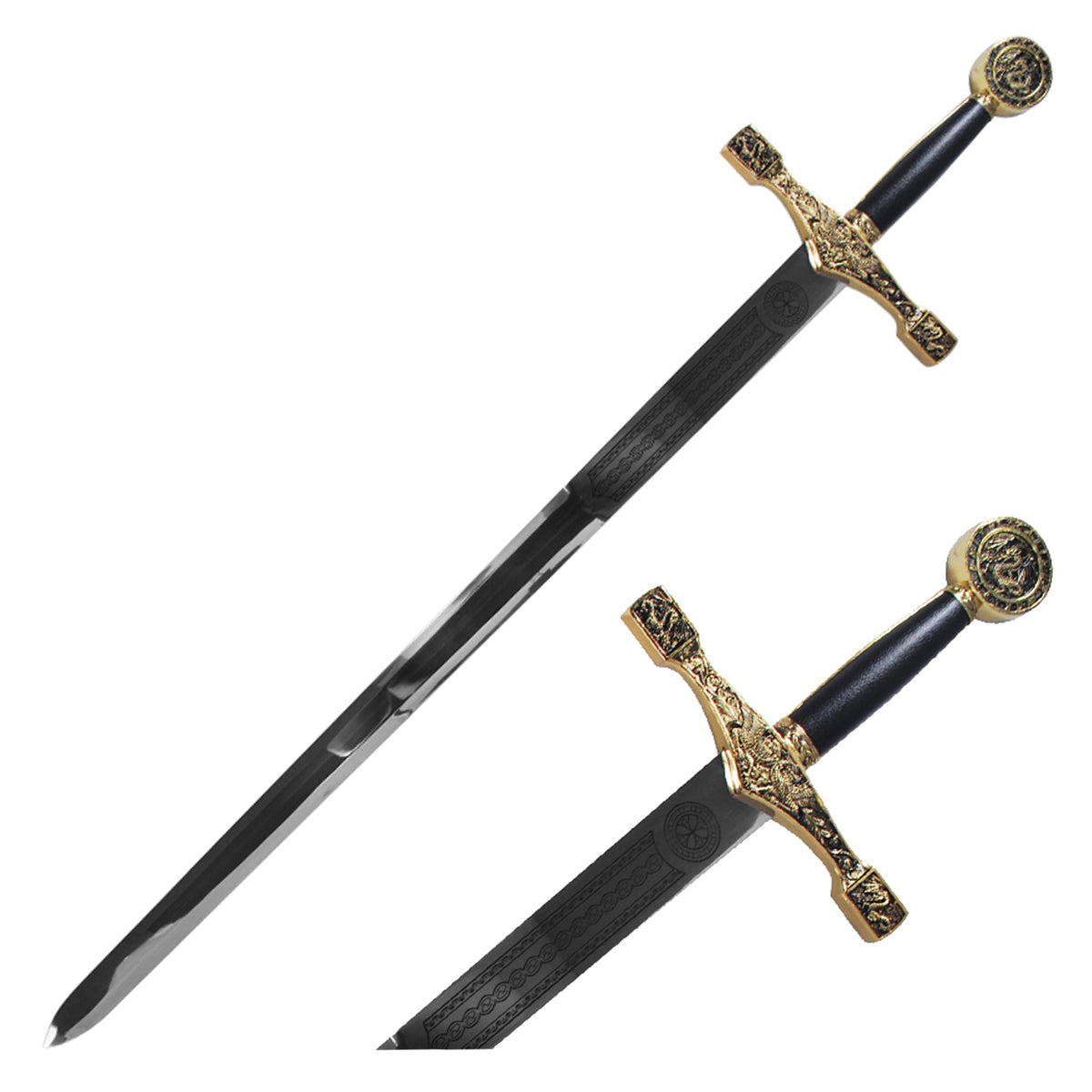 45" Gold Excalibur | Fantasy Sword with Plaque