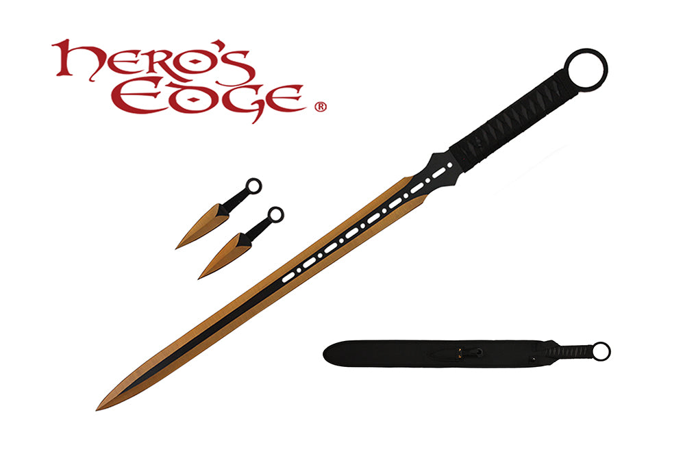 27-inch 7.5-inch 440 Stainless 2 Tone Blade Sword w Sheath