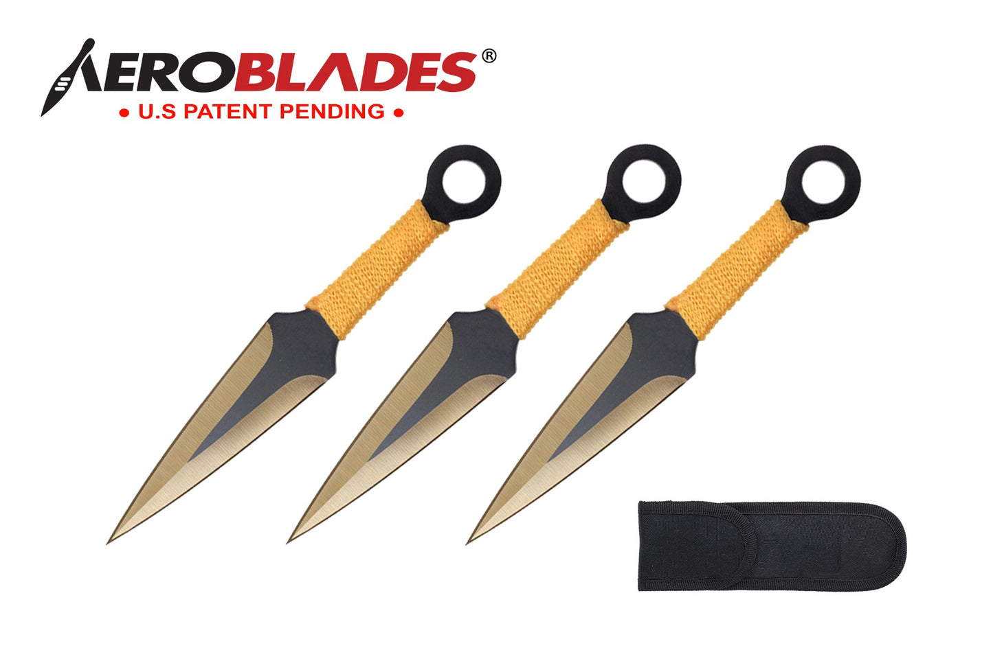 6.75-inch 3pc Set Gold Black Blade Thrower