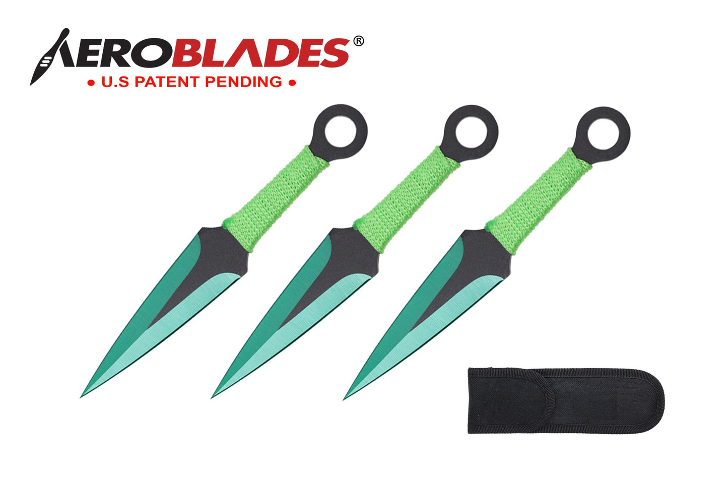6.75-inch 3pc Set Green Black Blade Thrower