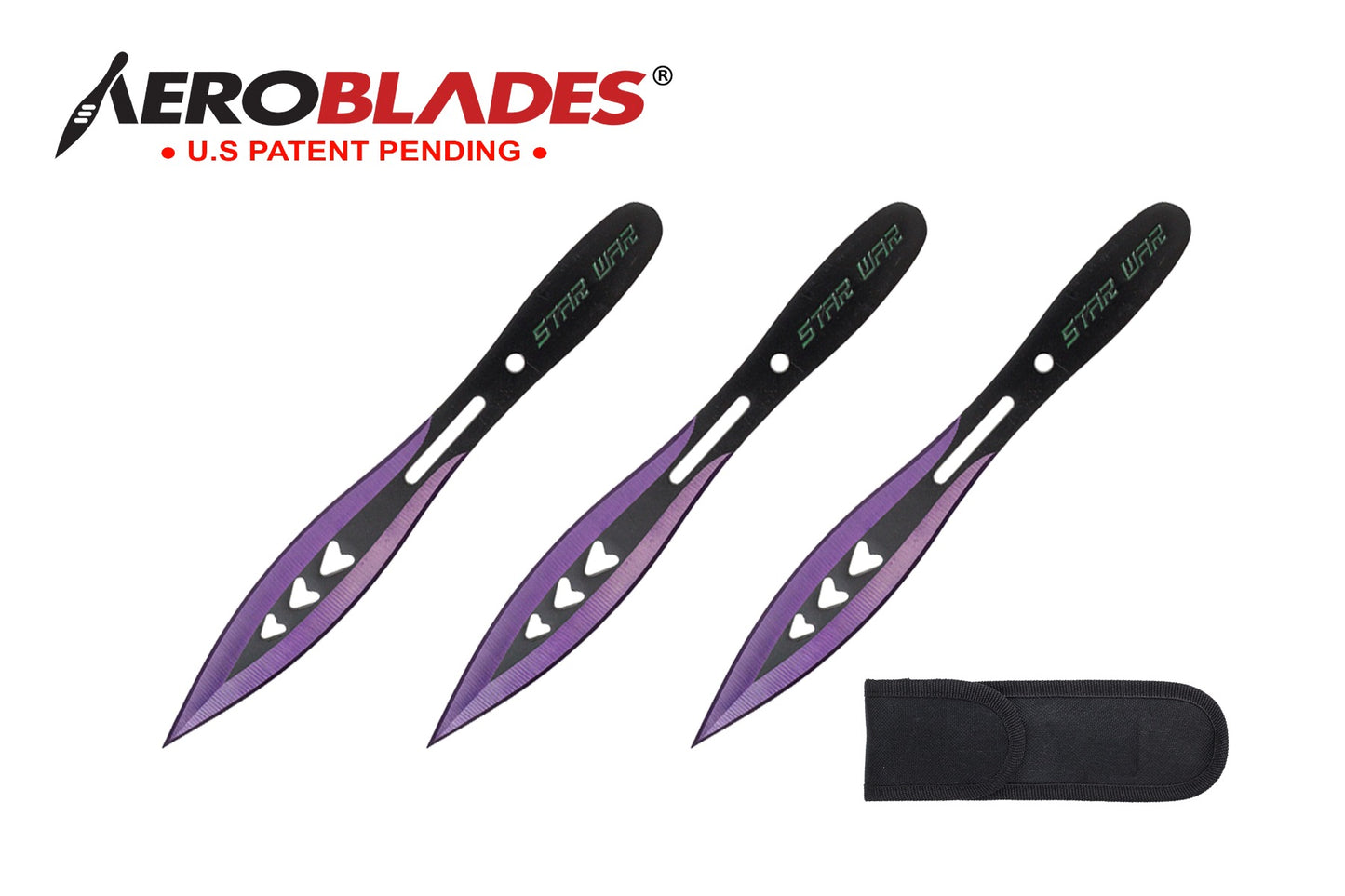 6.75-inch 3pc Set Purple Black Blade Thrower